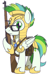 Size: 691x1069 | Tagged: safe, artist:buckweiser, oc, oc only, oc:shell watch, pegasus, pony, derpibooru community collaboration, armor, captain, glasses, looking at you, m1 garand, male, royal guard, royal guard armor, simple background, solo, stallion, transparent background, wings