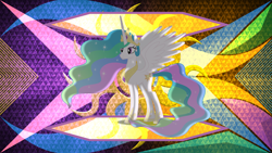 Size: 3840x2160 | Tagged: safe, artist:dashiesparkle edit, artist:laszlvfx, edit, princess celestia, pony, g4, high res, solo, wallpaper, wallpaper edit