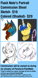 Size: 1500x3080 | Tagged: safe, artist:flashnoteart, pony, advertisement, bust, colored, commission info, portrait, sketch