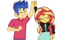 Size: 1862x1047 | Tagged: safe, artist:gmaplay, flash sentry, sunset shimmer, equestria girls, g4, dancing, female, male, ship:flashimmer, shipping, simple background, straight, transparent background