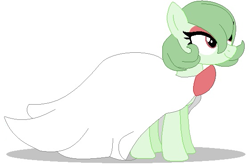 Size: 559x369 | Tagged: safe, artist:hushadopts, artist:sturk-fontaine, earth pony, gardevoir, pony, adopted oc, clothes, crossover, dress, pokémon, ponymon, simple background, solo, white background