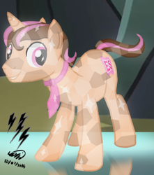 Size: 450x509 | Tagged: safe, artist:electuroo, oc, oc only, oc:think pink, crystal pony, pony, unicorn, crystallized, male, solo, stallion