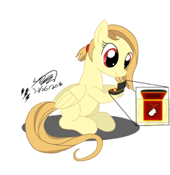 Size: 1240x1276 | Tagged: safe, artist:electuroo, oc, oc only, oc:alice goldenfeather, pegasus, pony, g4, female, mare, present, simple background, solo, transparent background