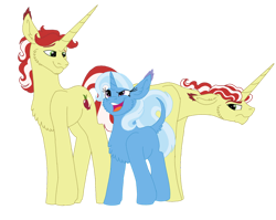 Size: 1280x1017 | Tagged: safe, artist:ashyfur524, flam, flim, trixie, pony, unicorn, g4, brother and sister, brothers, female, horn, long horn, male, mare, missing accessory, siblings, simple background, stallion, transparent background, trio