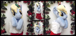 Size: 3615x1754 | Tagged: safe, artist:peruserofpieces, derpy hooves, pegasus, pony, g4, christmas, christmas stocking, cute, derpabetes, female, garland, holiday, holly, looking at you, mare, peruserofpieces is trying to murder us, smiling, smiling at you, solo