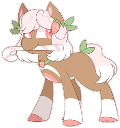 Size: 725x772 | Tagged: safe, artist:jetjetj, part of a set, oc, oc only, oc:strawberry mochi, earth pony, pony, candy, candy cane, commission, female, food, mare, mouth hold, simple background, solo, transparent background, ych result
