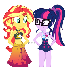 Size: 1709x1576 | Tagged: safe, artist:jcpreactyt, edit, edited screencap, screencap, sci-twi, sunset shimmer, twilight sparkle, equestria girls, equestria girls series, forgotten friendship, g4, beach, bikini, close-up, clothes, couple, duo, duo female, female, geode of empathy, geode of fauna, geode of shielding, geode of sugar bombs, geode of super speed, geode of super strength, geode of telekinesis, lesbian, magical geodes, not a vector, sarong, sci-twi swimsuit, ship:sci-twishimmer, ship:sunsetsparkle, shipping, simple background, sleeveless, sunlight, swimsuit, together, transparent background, vector