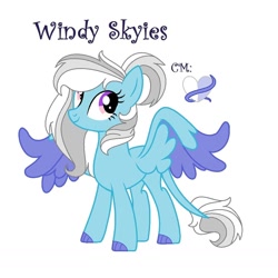 Size: 1016x1016 | Tagged: safe, artist:rxndxm.artist, oc, oc only, oc:windy skies, pegasus, pony, colored hooves, eyelashes, leonine tail, pegasus oc, simple background, spread wings, two toned wings, white background, wings