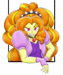Size: 3000x3582 | Tagged: safe, alternate version, artist:letletsdraw, adagio dazzle, equestria girls, g4, bust, clothes, female, fingerless gloves, gloves, high res, jewelry, necklace, smiling, smirk