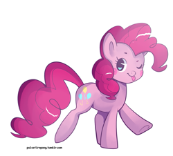 Size: 1081x979 | Tagged: safe, artist:pulsefirepony, pinkie pie, earth pony, pony, g4, :p, blush sticker, blushing, cute, diapinkes, female, heart eyes, mare, one eye closed, simple background, smiling, solo, tongue out, white background, wingding eyes, wink