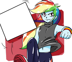 Size: 740x640 | Tagged: safe, alternate version, artist:batipin, rainbow dash, equestria girls, g4, belly button, female, sign, simple background, solo, template, transparent background