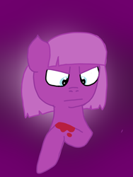 Size: 2448x3264 | Tagged: safe, artist:gamerpie, oc, oc only, oc:violet petal, earth pony, pony, blood, bust, female, glare, high res, looking at hoof, simple background, solo, upset