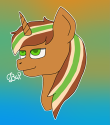 Size: 1787x2035 | Tagged: safe, artist:gamerpie, oc, oc only, oc:chiller sway, pony, unicorn, bust, male, portrait, side view, simple background, solo, stallion
