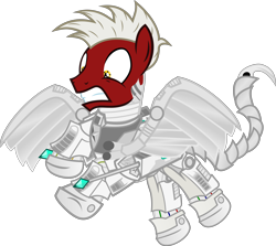 Size: 10000x8910 | Tagged: safe, artist:php178, derpibooru exclusive, oc, oc only, oc:lighthooves, cyborg, earth pony, pony, fallout equestria, fallout equestria: project horizons, absurd resolution, artificial wings, augmented, concerned, cyberpunk, dart launcher, do not want, fanfic art, flying, level 4.5 (light model) (project horizons), male, simple background, solo, stallion, transparent background, vector, wings