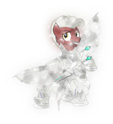 Size: 8000x8754 | Tagged: safe, artist:php178, derpibooru exclusive, oc, oc only, oc:lighthooves, crystal pony, cyborg, earth pony, pony, fallout equestria, fallout equestria: project horizons, absurd resolution, base used, crystallized, cyberpunk, dart launcher, fanfic art, level 4.5 (light model) (project horizons), male, simple background, smiling, solo, stallion, standing, transparent background, vector