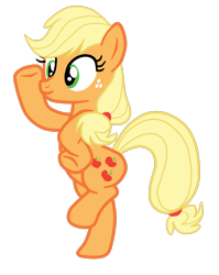 Size: 1020x1280 | Tagged: safe, artist:gmaplay, applejack, earth pony, pony, applejack's "day" off, g4, bipedal, chicken dance, cute, dancing, hatless, jackabetes, missing accessory, simple background, solo, transparent background, vector