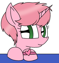 Size: 634x670 | Tagged: safe, artist:muhammad yunus, pony, unicorn, series:sprglitemplight diary, aelita schaeffer, code lyoko, female, heart, i can't believe it's not 徐詩珮, looking at you, mare, ponified, simple background, smiling, solo, transparent background
