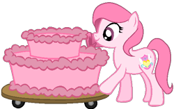 Size: 538x337 | Tagged: safe, artist:muhammad yunus, oc, oc only, oc:annisa trihapsari, earth pony, pony, g4, alternate hairstyle, base used, birthday cake, cake, female, food, mare, simple background, smiling, solo, transparent background