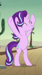 Size: 960x1710 | Tagged: safe, screencap, starlight glimmer, pony, unicorn, g4, road to friendship, bipedal, cropped, cute, eyes closed, female, glimmerbetes, hooves up, magic magic puff of smoke, mare, solo, standing