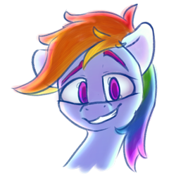 Size: 3000x3000 | Tagged: safe, artist:packy paca, rainbow dash, pony, g4, bust, high res, raised eyebrow, simple background, smiling, transparent background