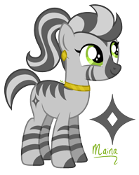 Size: 1450x1830 | Tagged: safe, artist:cherrycandi, oc, oc only, oc:maina, pony, zebra, base used, cute, ear piercing, earring, female, jewelry, necklace, piercing, ponytail, simple background, smiling, solo, stripes, transparent background, zebra oc