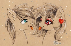 Size: 1024x671 | Tagged: safe, artist:lailyren, oc, oc only, pony, unicorn, :p, duo, tongue out