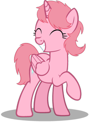 Size: 1318x1800 | Tagged: safe, artist:muhammad yunus, alicorn, pony, g4, aelita schaeffer, code lyoko, crossover, eyes closed, female, grin, gritted teeth, happy, mare, medibang paint, ponified, simple background, smiling, solo, teeth, transparent background