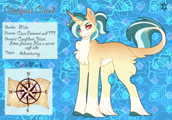 Size: 3500x2454 | Tagged: safe, artist:nobleclay, oc, oc only, oc:compass cloud, pony, unicorn, fluffy, high res, leonine tail, long feather, male, offspring, parent:coco pommel, solo, stallion