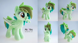 Size: 1600x890 | Tagged: safe, artist:meplushyou, oc, pegasus, pony, female, irl, lime, mare, mouth hold, photo, plushie, solo