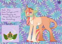 Size: 3500x2454 | Tagged: safe, artist:nobleclay, oc, oc only, oc:peach cider, pony, unicorn, abstract background, female, high res, mare, offspring, parent:tree hugger, reference sheet, solo