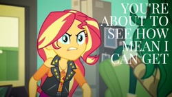 Size: 1920x1080 | Tagged: safe, edit, edited screencap, editor:quoterific, screencap, sunset shimmer, wallflower blush, equestria girls, equestria girls series, forgotten friendship, g4, angry, duo, duo female, female, rageset shimmer