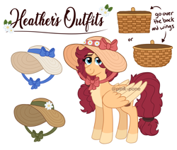 Size: 5200x4400 | Tagged: safe, artist:pink-pone, oc, oc only, oc:heather, pegasus, pony, absurd resolution, female, hat, mare, reference sheet, simple background, solo, white background