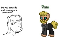 Size: 850x533 | Tagged: safe, pony, pony town, 1000 hours in ms paint, chad, meme, soyboy, wojak, yes