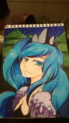 Size: 584x1040 | Tagged: safe, artist:chiisanaringo, princess luna, human, g4, bust, female, humanized, irl, photo, solo, traditional art