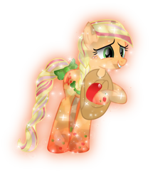 Size: 7006x8128 | Tagged: safe, artist:php178, derpibooru exclusive, applejack, earth pony, pony, g4, crystallized, crystallized pony, female, glowing, gradient hooves, gradient mane, mare, rainbow power, simple background, solo, transparent background