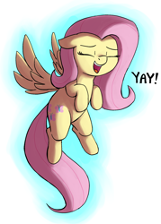 Size: 1556x2171 | Tagged: safe, artist:heretichesh, fluttershy, pegasus, pony, g4, cute, dialogue, female, happy, mare, painterly, shyabetes, simple background, solo, text, white background, yay