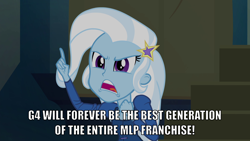 Size: 1920x1080 | Tagged: safe, edit, edited screencap, screencap, trixie, equestria girls, g4, my little pony equestria girls: rainbow rocks, g4 purist, image macro, meme, op is a duck, op is trying to start shit, trixie yells at everything