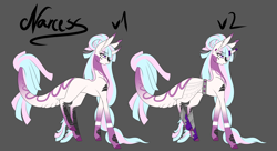 Size: 7032x3824 | Tagged: safe, artist:minelvi, oc, oc only, pony, unicorn, colored hooves, duo, female, horn, horn jewelry, jewelry, leonine tail, mare, reference sheet, unicorn oc