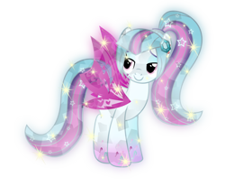 Size: 6004x4976 | Tagged: safe, artist:php178, derpibooru exclusive, sonata dusk, crystal pony, earth pony, pony, siren, g4, alternative cutie mark placement, crystallized pony, disguise, disguised siren, ear piercing, earring, equestria girls ponified, facial cutie mark, female, gem, glowing, gradient hooves, gradient mane, jewelry, mare, piercing, ponified, rainbow power, rainbow power-ified, simple background, siren gem, solo, transparent background, wings