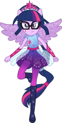 Size: 748x1484 | Tagged: safe, artist:php178, derpibooru exclusive, part of a set, sci-twi, twilight sparkle, alicorn, equestria girls, g4, .svg available, alternative cutie mark placement, boots, clothes, facial cutie mark, glowing, inkscape, jewelry, leggings, ponied up, regalia, shoes, simple background, solo, sparkles, super ponied up, svg, tiara, transparent background, twilight sparkle (alicorn), vector, wings