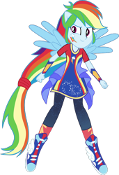 Size: 948x1382 | Tagged: safe, artist:php178, derpibooru exclusive, part of a set, rainbow dash, equestria girls, g4, .svg available, alternative cutie mark placement, clothes, facial cutie mark, inkscape, pants, ponied up, shoes, simple background, solo, super ponied up, svg, sweatpants, transparent background, vector, wings