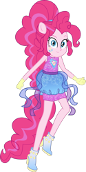 Size: 772x1549 | Tagged: safe, artist:php178, derpibooru exclusive, part of a set, pinkie pie, equestria girls, g4, .svg available, alternative cutie mark placement, boots, clothes, facial cutie mark, gloves, inkscape, looking at you, ponied up, pony ears, ponytail, shoes, simple background, sleeveless, solo, sparkles, super ponied up, svg, transparent background, vector