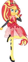 Size: 625x1352 | Tagged: safe, artist:php178, derpibooru exclusive, edit, editor:mugenfanatic2017, sunset shimmer, equestria girls, g4, glowing, ponied up, pony ears, simple background, solo, sparkles, super ponied up, white background