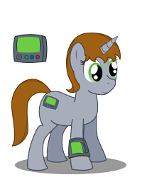 Size: 1000x1250 | Tagged: safe, artist:warren peace, oc, oc only, oc:littlepip, pony, unicorn, fallout equestria, eyes open, fallout, female, green eyes, mare, missing accessory, pipbuck, shadow, simple background, smiling, solo, transparent background, vector