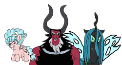 Size: 2000x1067 | Tagged: safe, artist:alvaxerox, cozy glow, lord tirek, queen chrysalis, centaur, changeling, changeling queen, pegasus, pony, g4, female, filly, male, nose piercing, nose ring, piercing, septum piercing, simple background, transparent background, trio