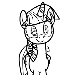 Size: 3840x3840 | Tagged: safe, artist:byteslice, twilight sparkle, alicorn, pony, g4, high res, looking at you, monochrome, simple background, solo, twilight sparkle (alicorn), white background