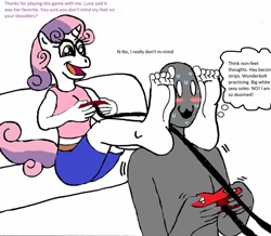 Size: 1024x894 | Tagged: safe, artist:alexianbc, sweetie belle, anthro, g4, barefoot, feet, fetish, foot fetish, foot focus, soles, toes