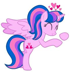 Size: 975x1005 | Tagged: safe, alternate version, artist:tanahgrogot, oc, oc only, oc:hsu amity, alicorn, pony, base used, butt, cute, cutie mark, eyes closed, female, happy, heart, mare, medibang paint, missing accessory, no glasses, ocbetes, plot, simple background, smiling, solo, transparent background, wings
