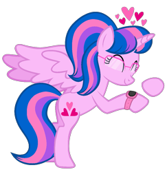 Size: 975x1005 | Tagged: safe, alternate version, artist:muhammad yunus, oc, oc only, oc:hsu amity, alicorn, pony, g4, base used, cute, cutie mark, eyes closed, female, glasses, happy, mare, ocbetes, simple background, smiling, solo, transparent background, watch