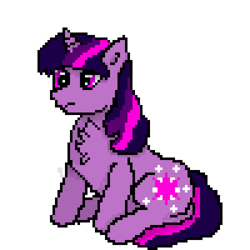 Size: 1200x1200 | Tagged: safe, twilight sparkle, pony, unicorn, g4, chest fluff, pixel art, simple background, sitting, solo, transparent background, unicorn twilight